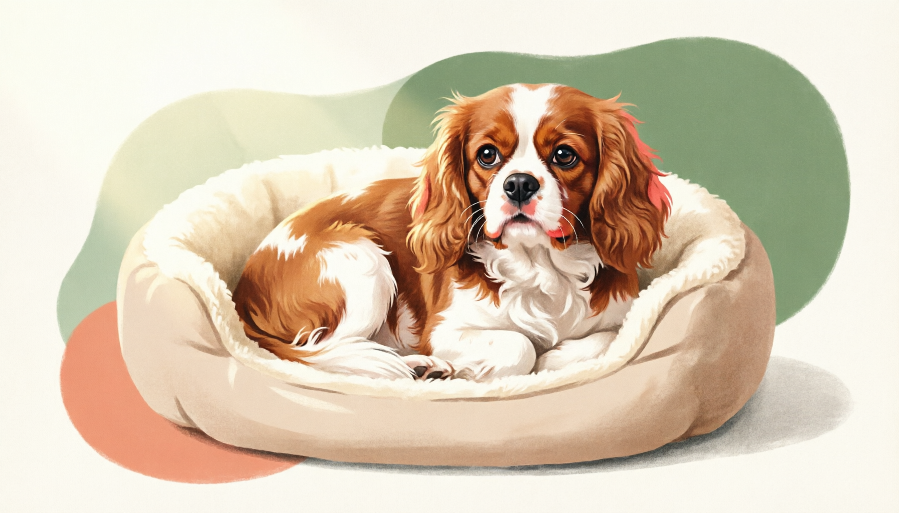 An anxious dog curled up in a calming nest bed