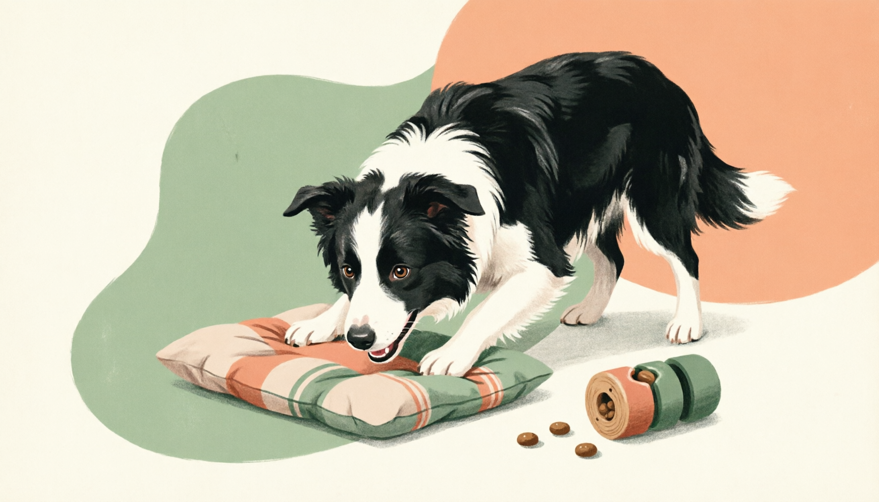 A dog engaged with a snuffle mat full of hidden treats