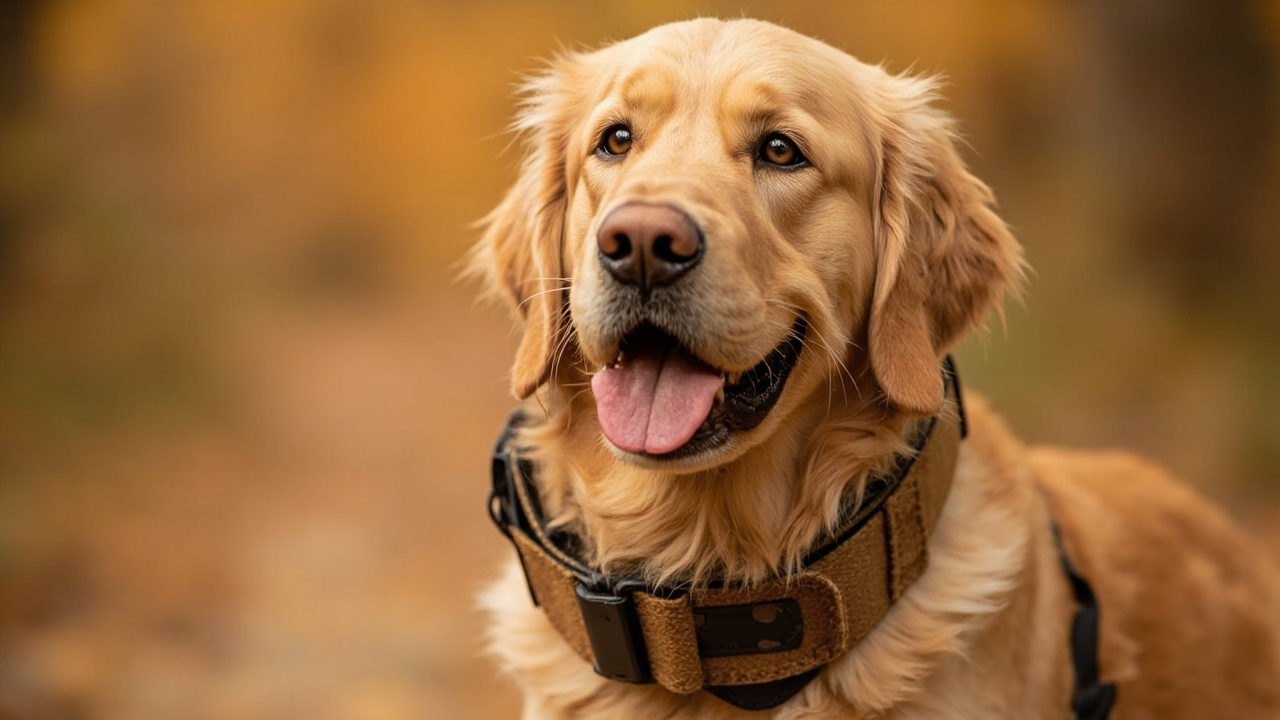 A large breed dog wearing a sturdy comfortable collar